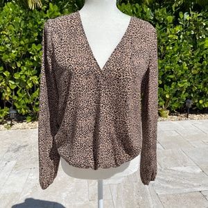 NWOT Stitch Fix VIXBE Womens Leopard Print Cross Front Blouse, size Medium